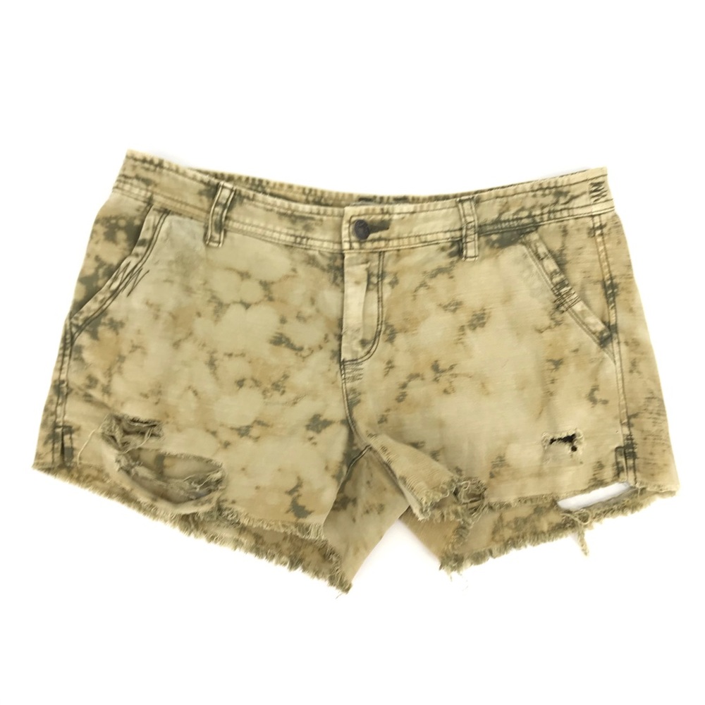 Free People Shorts Distressed Green Tie Dye